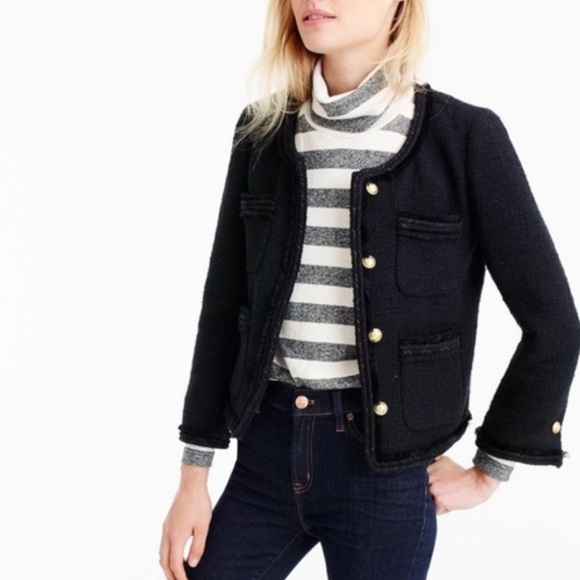 J. Crew Black Buckle Lady Blazer Size 10 Academia Work Office Chic Elegant Fall‎ - Picture 15 of 15